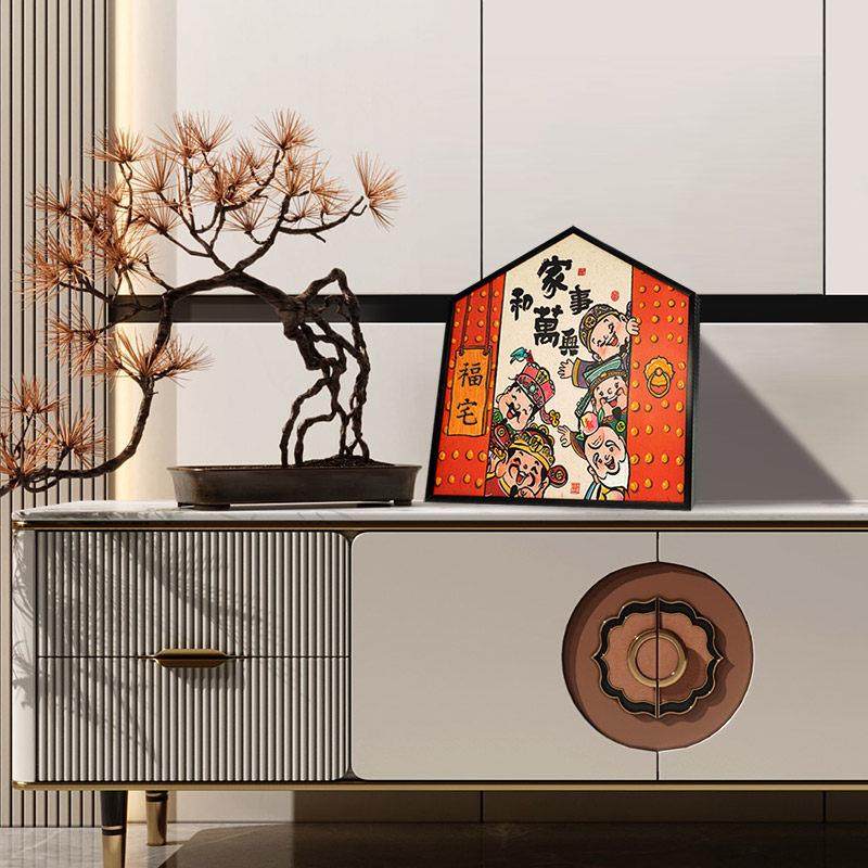 新中式客厅装饰画书房茶室入户门摆台画沙发背景墙画五路财神挂画,家居饰品,桌面摆台画,淘宝优惠券,粉丝福利购,淘宝优惠卷