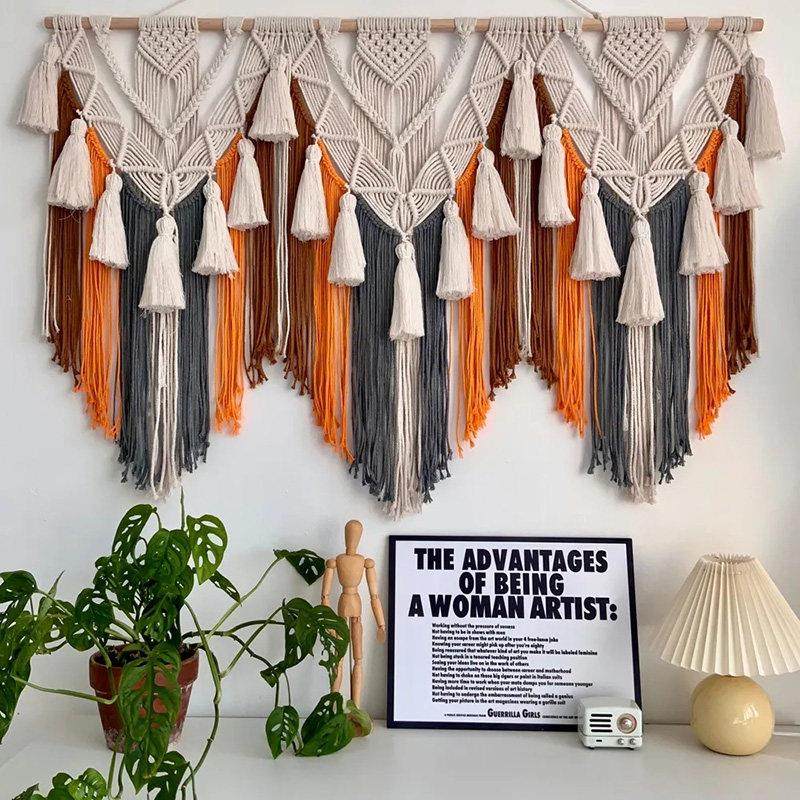 北欧风格手工编织彩色挂毯壁毯代替画 画框壁饰饭厅客厅卧室人气,居家布艺,挂毯/壁毯,淘宝优惠券,粉丝福利购,淘宝优惠卷