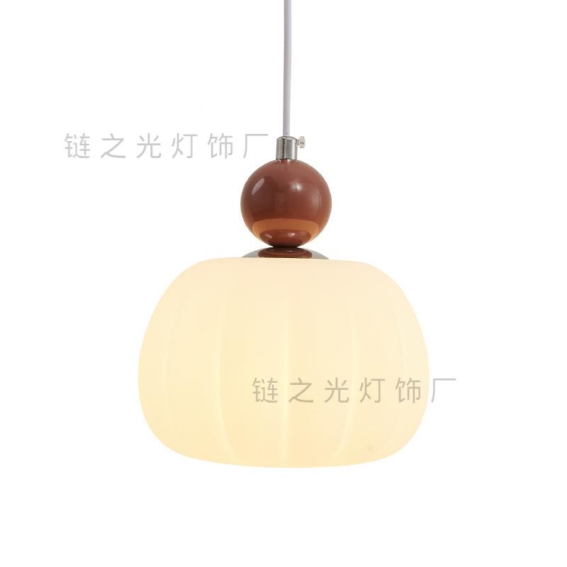 奶棉油10930风三头餐头厅吊灯法寂式复古侘风南瓜花壁灯吧台卧室