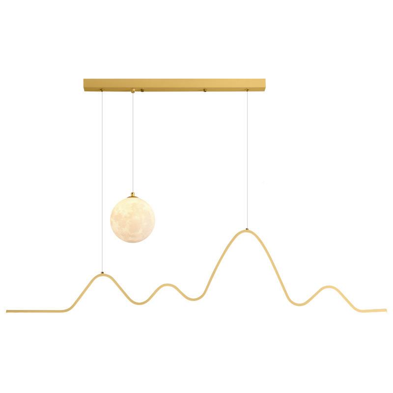 餐厅吊灯北轻奢27371欧设计桌线师餐饭厅条灯具极简创意月球长条