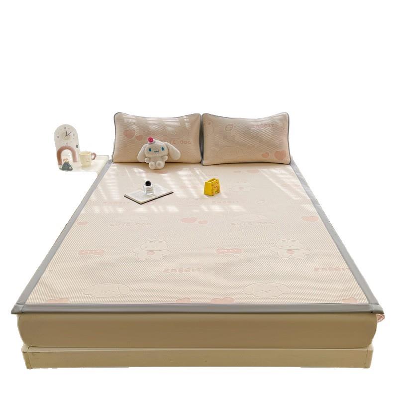 夏宿季冰豆豆席家用冰丝席子三件套可机水洗空调凉软生askjf-xk席