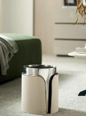 轻大奢皮革公垃圾桶家用客厅厨房量无容盖垃圾ZTT桶高档办室废纸