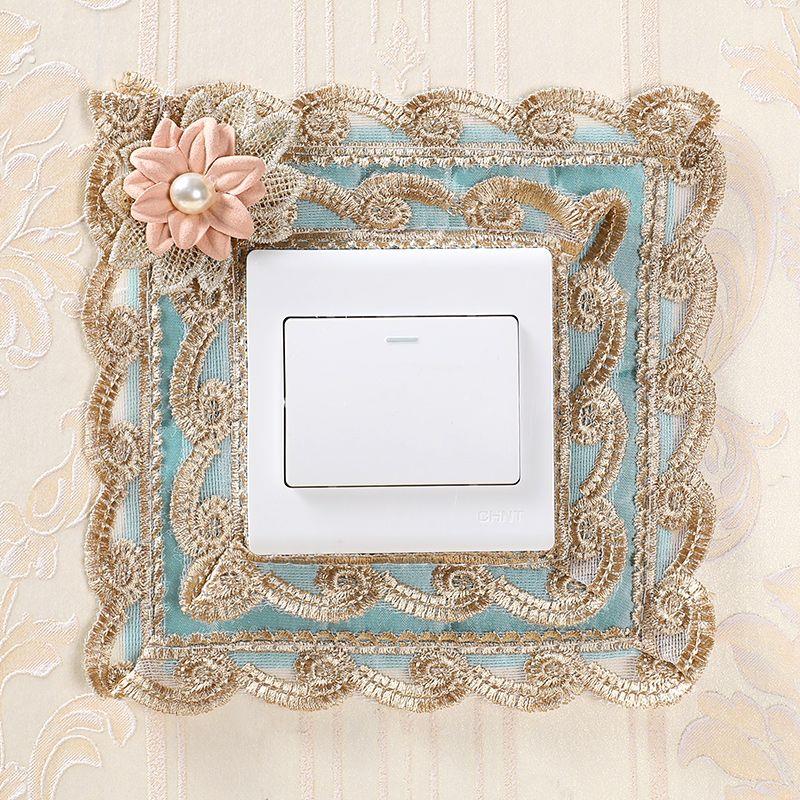 灯开关装饰贴新款布艺开关贴墙贴简约蕾丝插座套家用开关防尘套