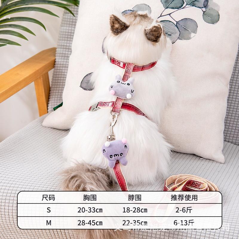 猫咪牵引绳防挣脱外出专用遛猫绳子溜猫链子可调节网红款高颜值