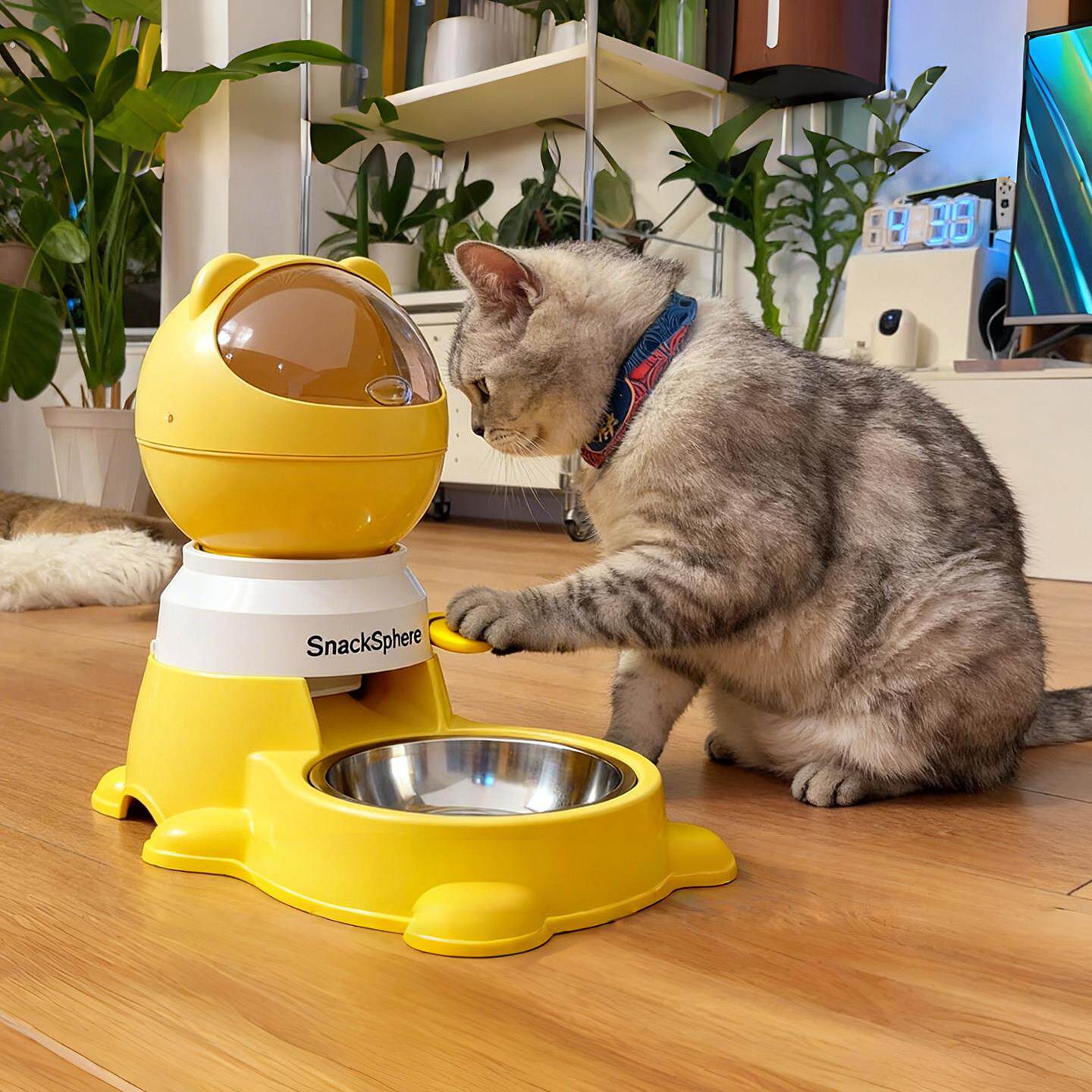猫咪按压喂食器宠物益智饭碗狗狗自助吃饭神器大容量脚踏投食器