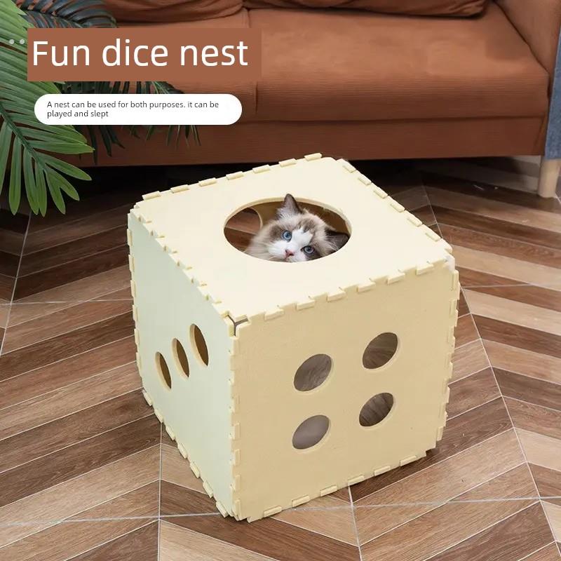 骰子猫窝四季通用毛毡双层猫窝上下层猫咪玩具半封闭耐磨宠物用品