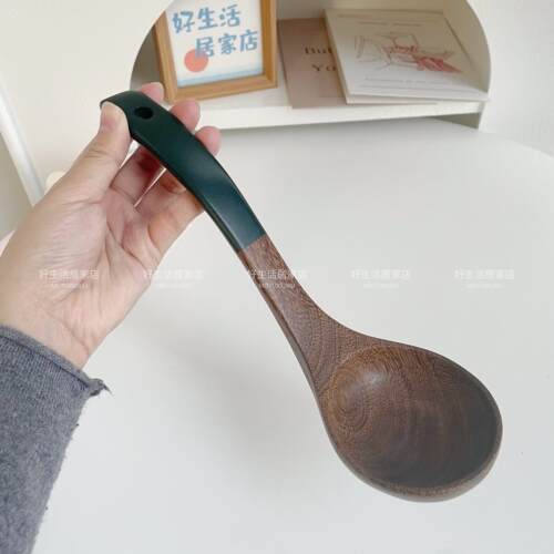 乌檀木木勺家用大号盛汤盛粥稀饭木头勺子日式无漆长柄木质大汤勺