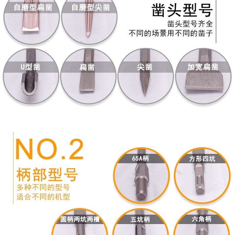 热销电锤钻头方柄加宽铲瓷砖扁凿弯凿镐尖六角柄电镐凿.子平铲宽