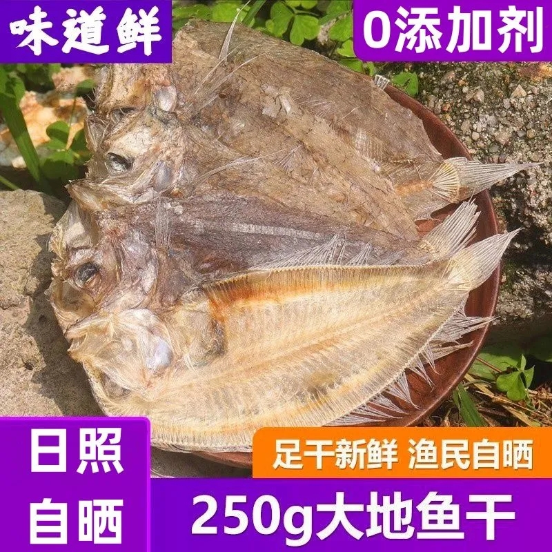 大地鱼干商用广东饶平特产沙锅云吞汤料铁铺鱼干偏口鱼干比目鱼干
