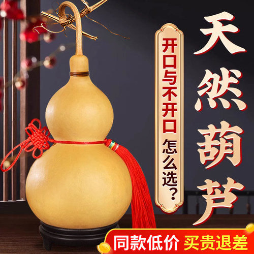 天然葫芦挂件真胡芦灸带龙头招财开口门对门客厅玄关摆件大号文玩