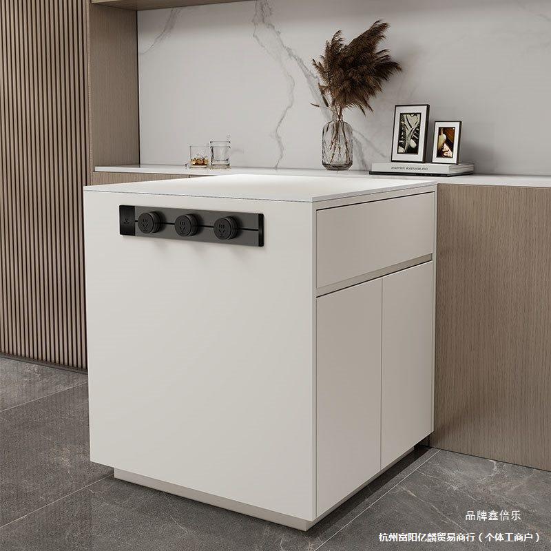 简约风岛台柜单独可移动小户型家用岩板倒台多层实木中岛台餐桌柜