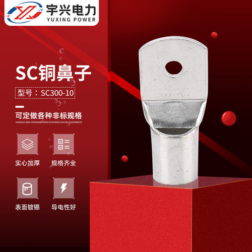 窥口铜鼻子冷压端子管型线耳接线SC300-10铜鼻子SC铜鼻子铜接线端
