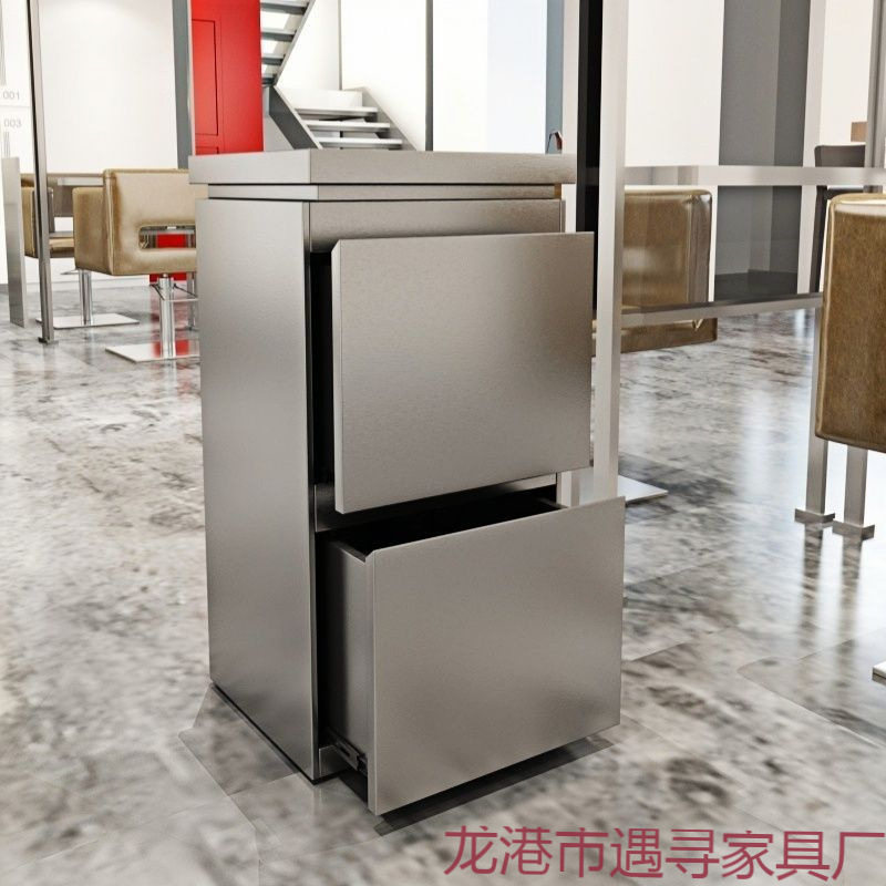 网红新款理发店柜子美发店工具柜不锈钢剪发柜子双面工作柜储物柜图片
