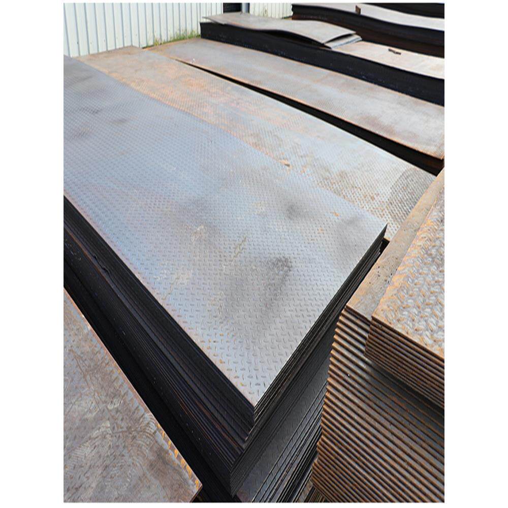 花纹钢板钢结构步梯中板加工开平板镀锌花纹板桩芯钢板来图加工定