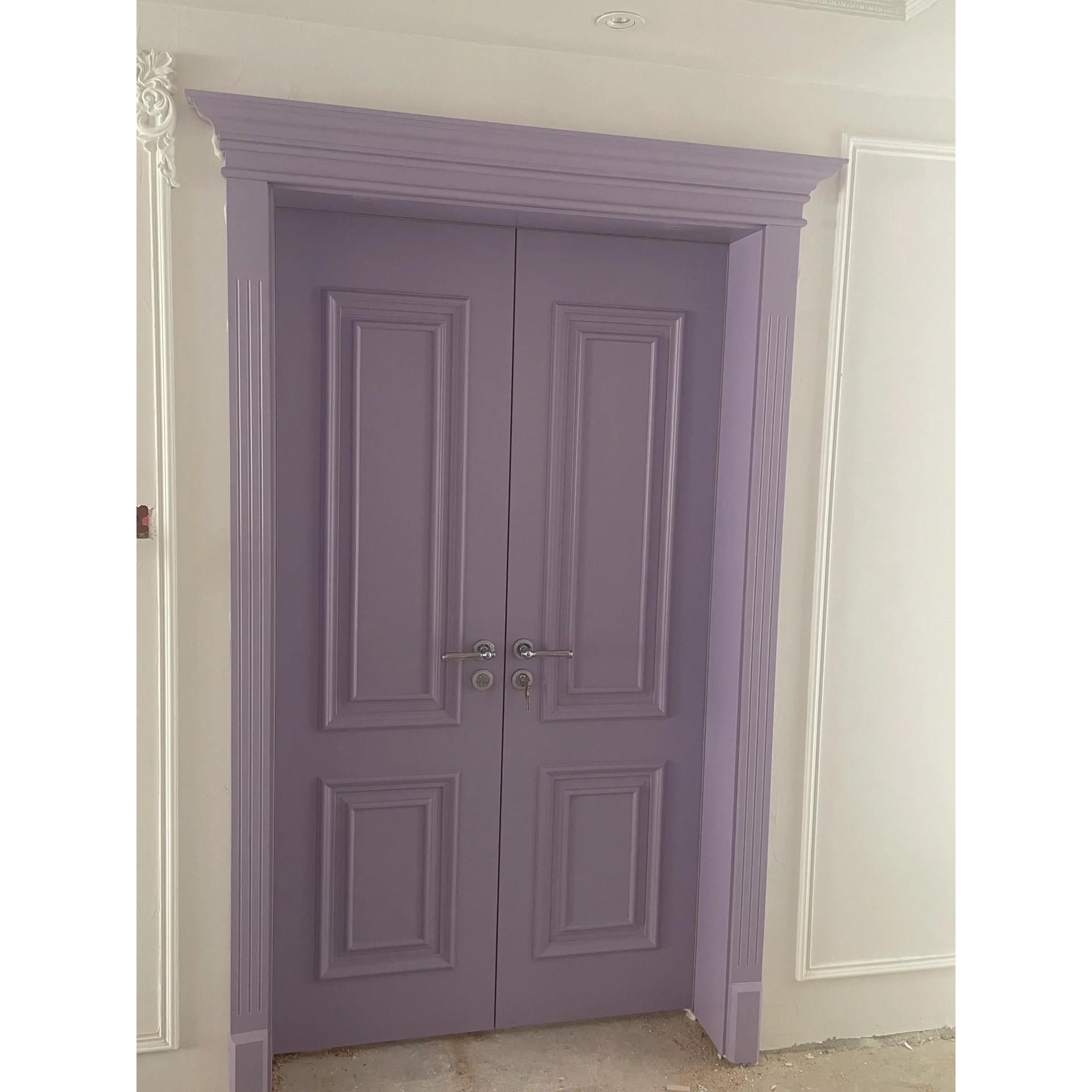 卧室门对开烤漆房间门双开隔音套装门室内免漆木门白色法式复古门