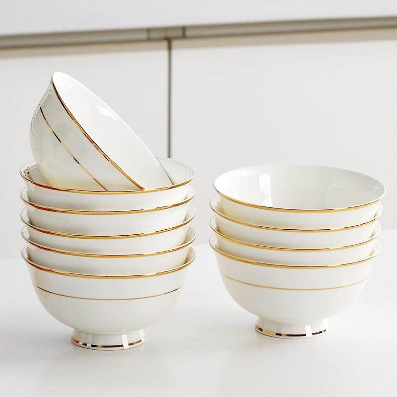 碗10个装家用陶瓷碗碟吃饭米饭碗组合6寸五寸碗唐山骨瓷餐具套装,餐饮具,碗,淘宝优惠券,粉丝福利购,淘宝优惠卷