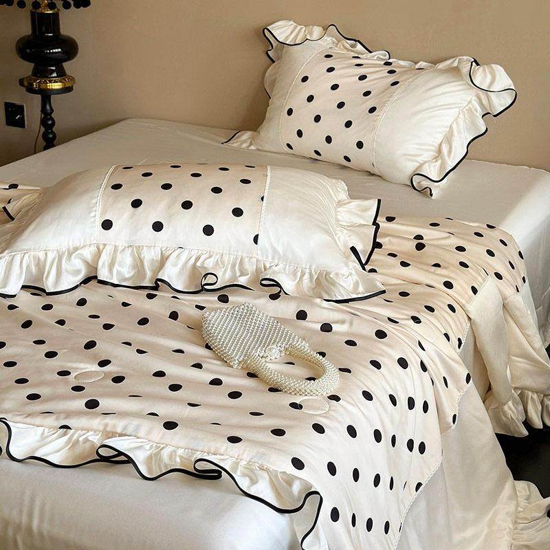 夏季60S天丝夏凉被四件套少女心波点数码印花可水洗机洗空调薄被,床上用品,化纤被,淘宝优惠券,粉丝福利购,淘宝优惠卷