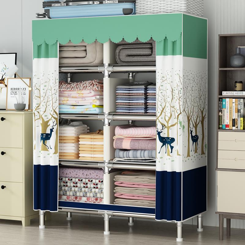 2025新升级全钢架铝合金接头简易衣柜加粗加固经济出租房卧室架子