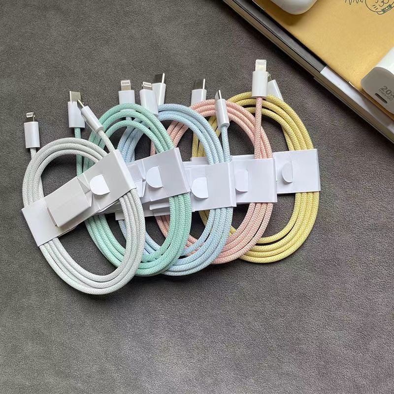 适用苹果iMacPD快充情侣可爱彩色编织线11/12/14系列20W手机充电