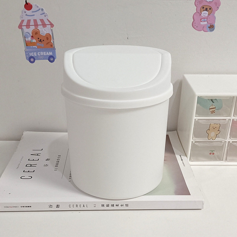 桌面垃圾桶可爱网红迷你少女ins有盖小办公室家用简约北欧收纳盒