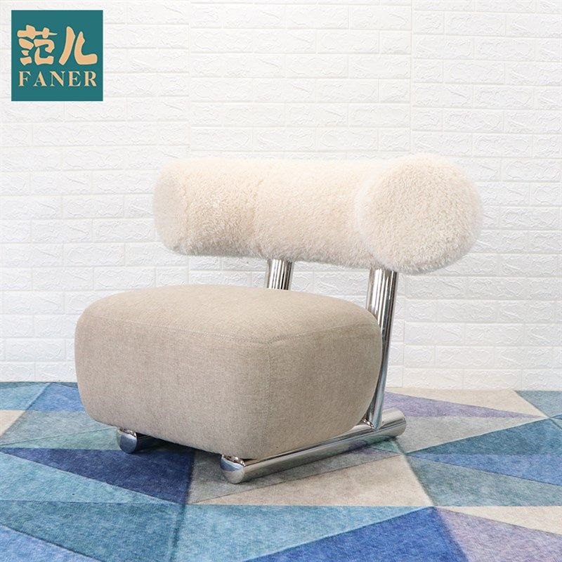 北欧经典简约布艺餐椅扶手椅酒店别墅民宿烟斗单人沙发