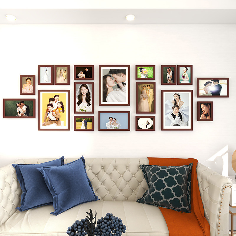 实木相框装饰挂墙创意组合结婚照相片墙洗照片做成画框定制照片墙