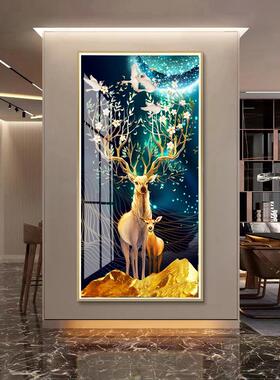 de7tled镶钻入户玄关装饰画进门墙壁画走廊过道挂画批发带灯竖招