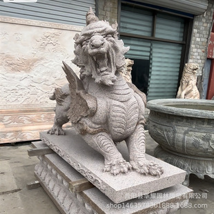 石雕花岗岩貔貅公母一对家用公司门口镇宅青石貔貅汉白玉摆件