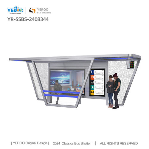 Street Smart Outdoor Metal Bus Stop Shelter with Lightbox