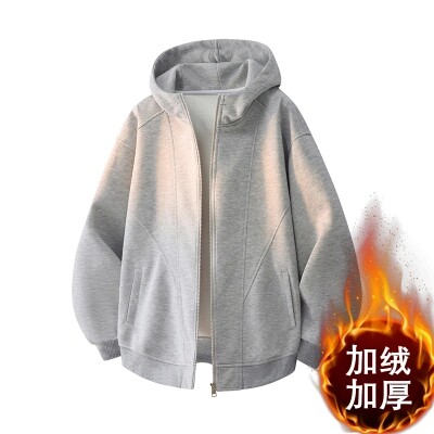 秋冬季新款连帽卫衣男女加绒加厚宽松休闲运动外套P3