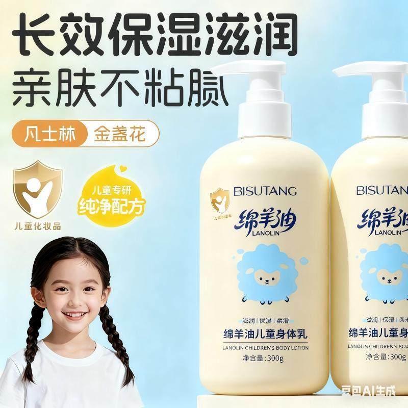 正品国货碧素堂维生素e乳绵羊油身体乳大白瓶儿童秋冬季宝宝润肤