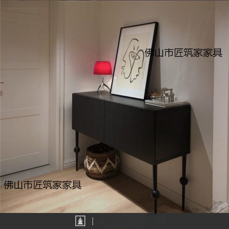 简约储物柜收纳柜ins风卧室边柜客厅玄关柜小户型美式靠墙餐边柜