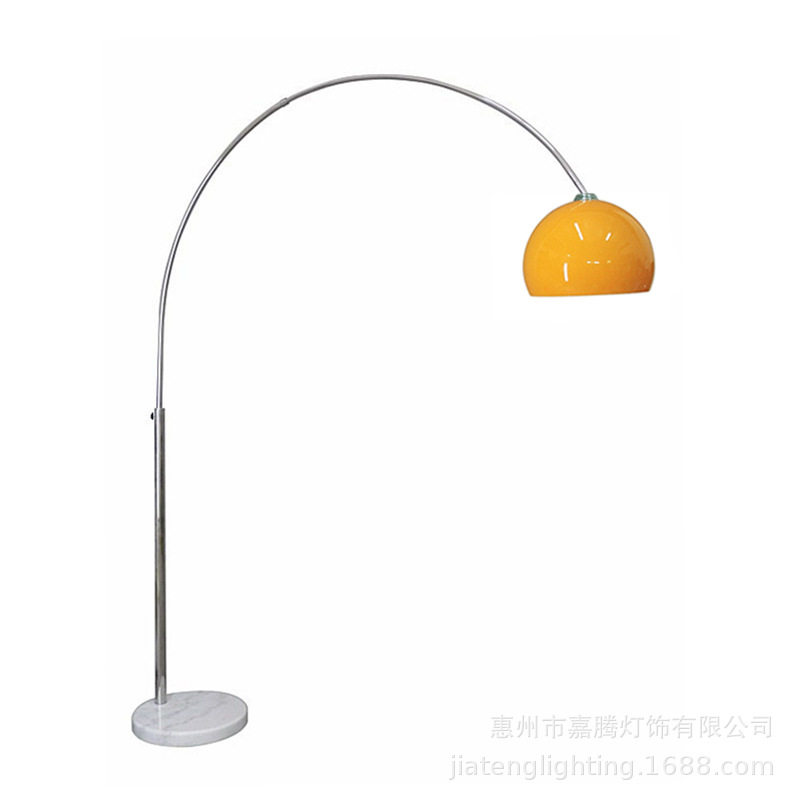 北欧现代设计可调节创意钓鱼灯大理石底座白铬色拱形落地灯可调光