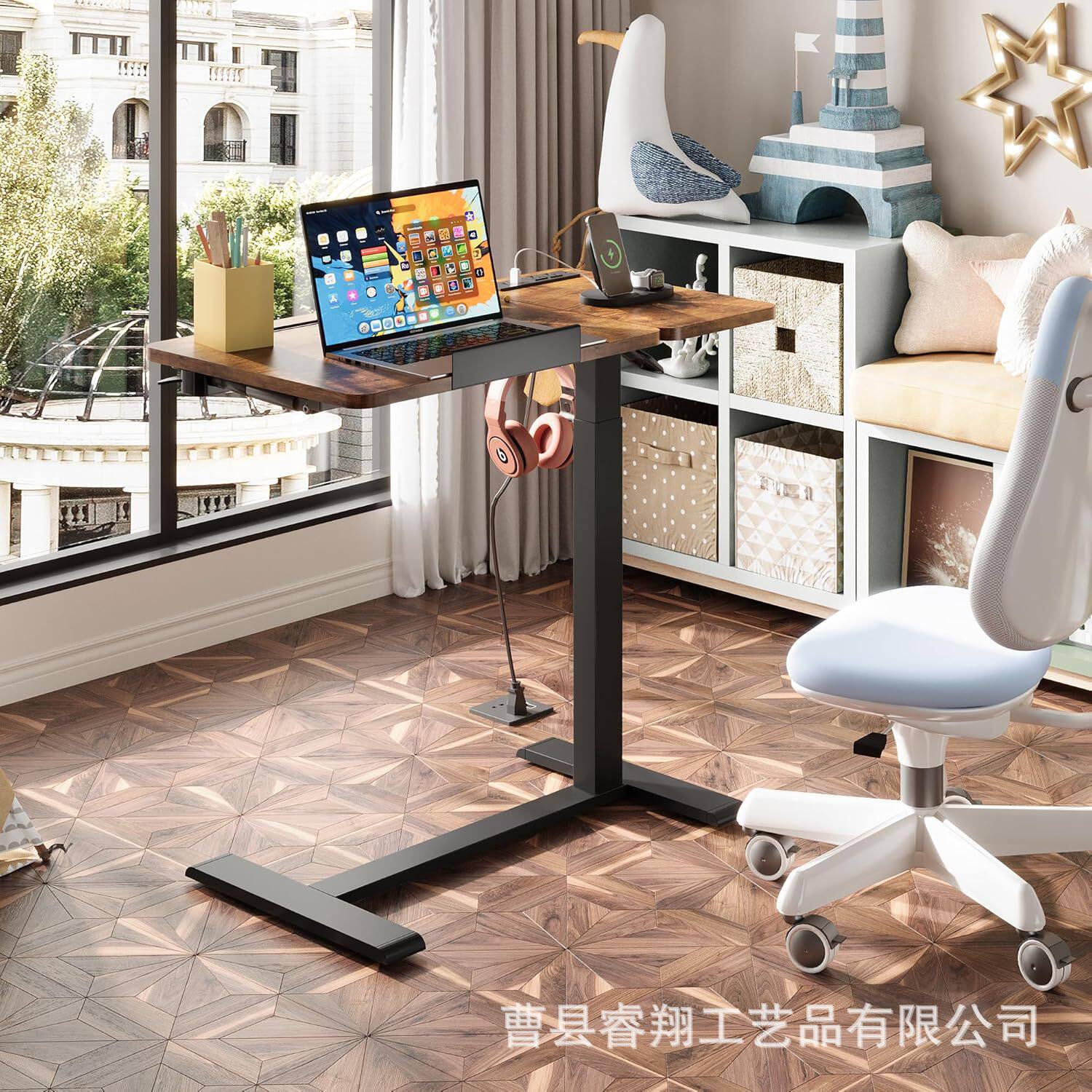 升降电脑桌小型家用办公书桌可移动桌子折叠写字桌简易宿舍床边桌