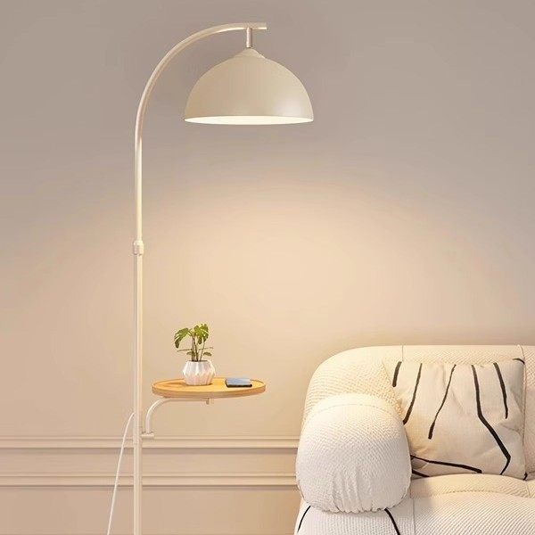 落地灯奶油风轻奢客厅沙发边氛围灯卧室床头柜茶几置物架一体灯具