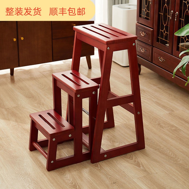 实木梯凳阶梯凳子家用高板凳两用换鞋凳多功能创意折叠凳楼梯椅子
