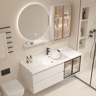 一体盆浴室柜组合轻奢风现代简约洗手池脸盆套装陶瓷卫生间洗漱台