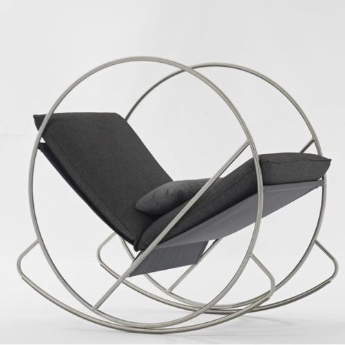 户外摇椅庭院花园不锈钢单人椅设计师露天泳池创意躺椅阳台午睡椅