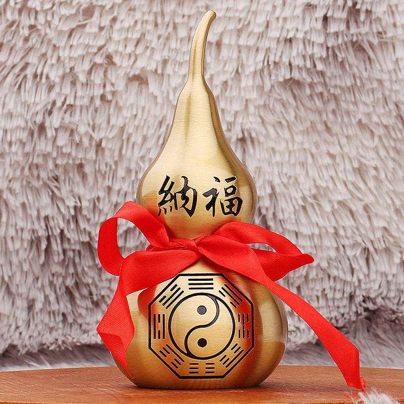 黄铜大空心开口葫芦家居玄关创意桌面摆件空心葫芦金属工艺品直销