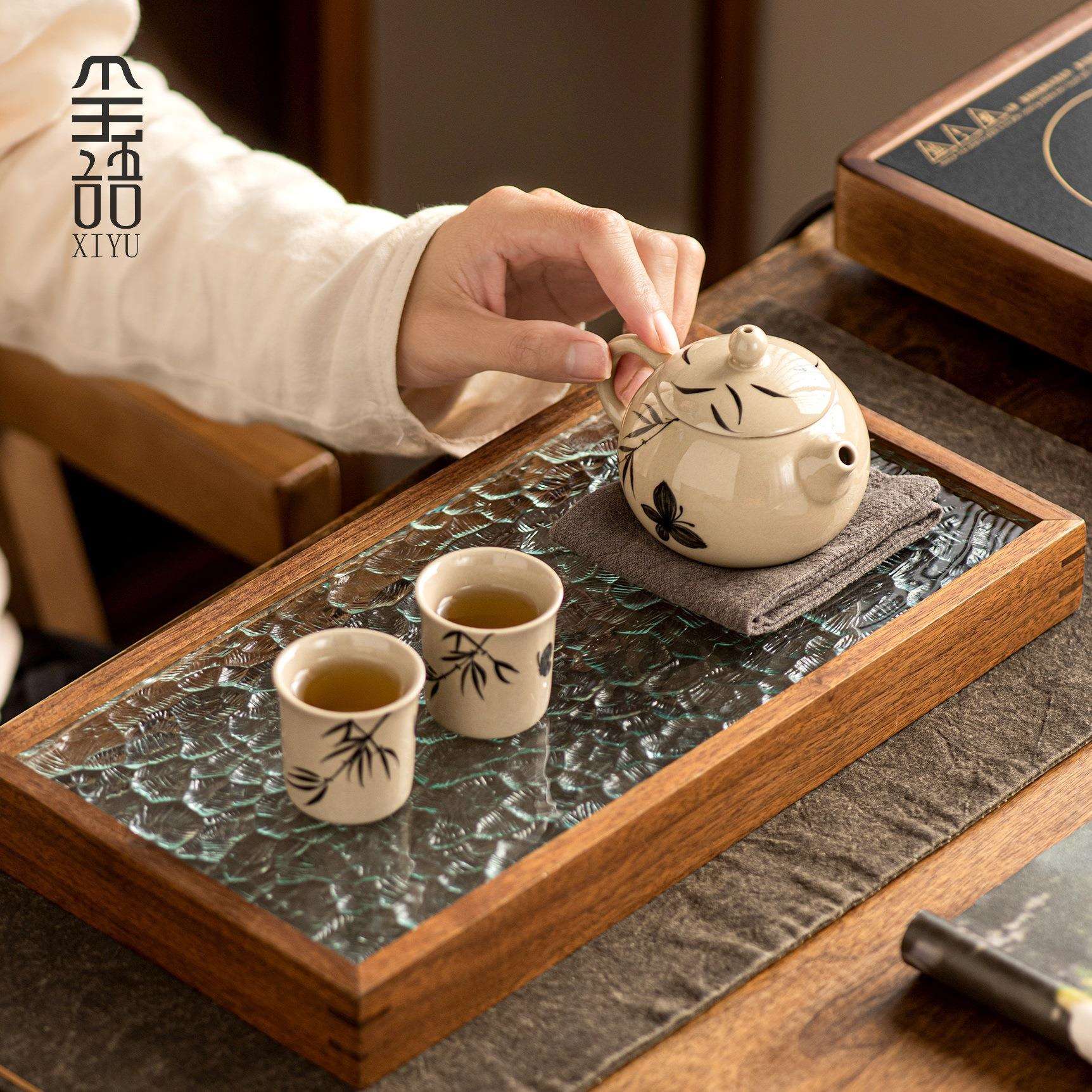 草木灰上春山国风茶具套装轻奢高档家用办公室手绘陶瓷功夫泡茶壶