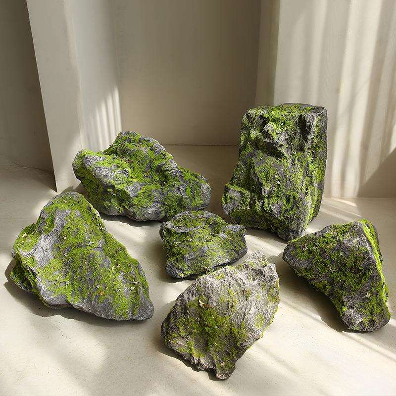 青苔泡沫仿生石头造景室内庭院假山苔藓假石头道具摆件
