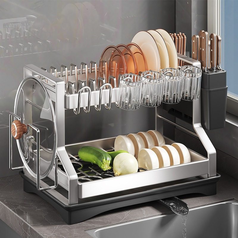 304不锈钢厨房置物架碗碟碗盘沥水架多功能放碗架碗筷收纳盒碗架