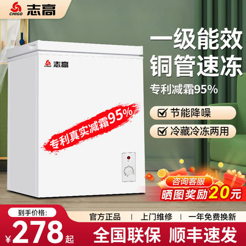 志高一级能效小型冰柜家用冷冻