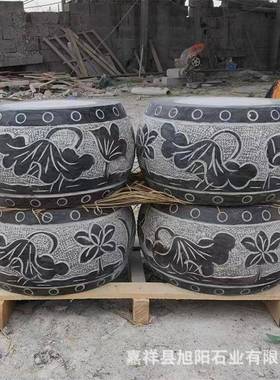 石雕实心石柱墩石柱基石柱础石仿古做旧青石大理石古建园林柱顶石