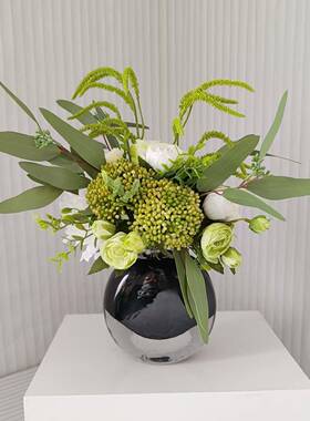 绿色清新手札花仿真花束摄影道具婚庆假花婚礼装饰软装M218