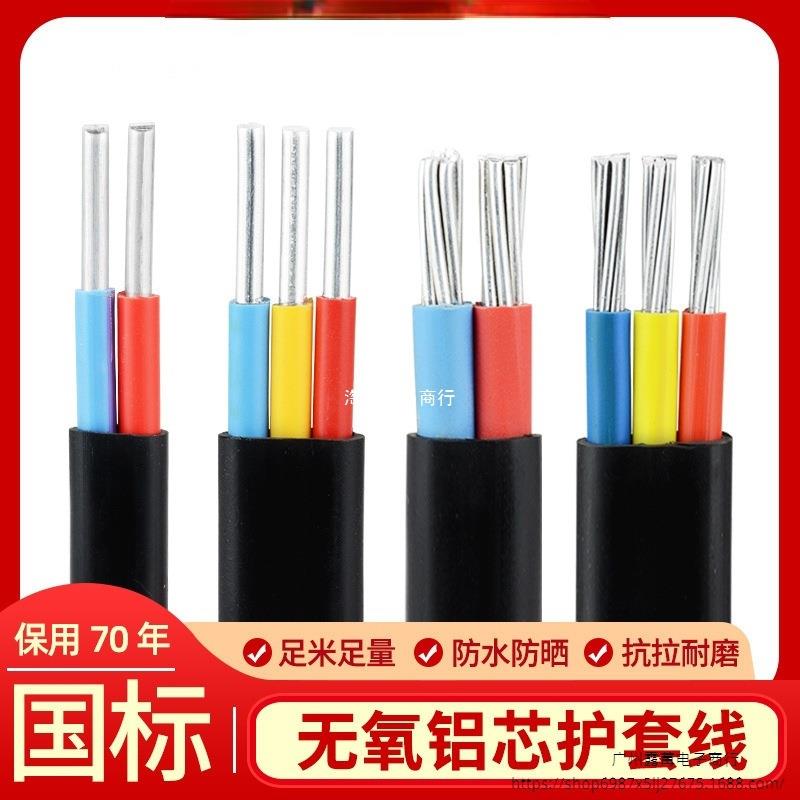 国标2芯3电缆线铝芯家用户外电线461016平方架空铝线护套线.