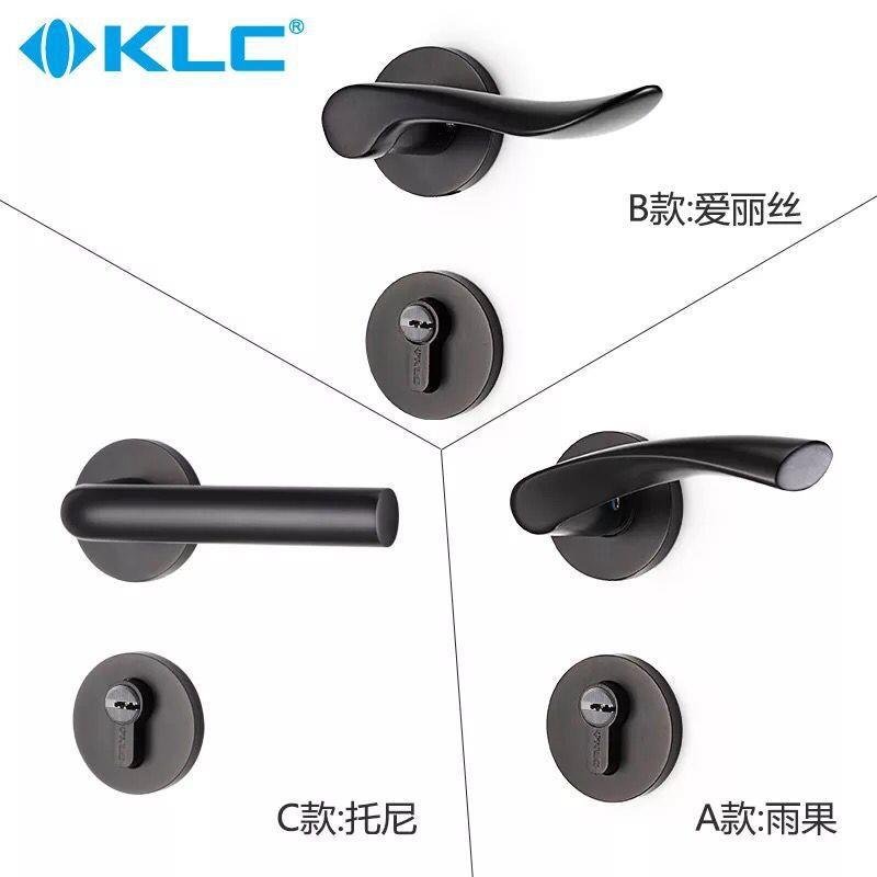 现代门锁套餐室内房门黑色分体美式木门静音卧室门把手通用家装