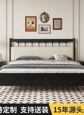 复古黑色实木床奶油风1米5温莎软包木床1.8米双人床家用主卧