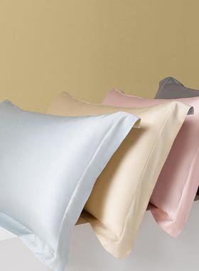 A类莱赛尔天丝枕套一对装48*74夏季冰丝枕头套单人纯色枕芯套