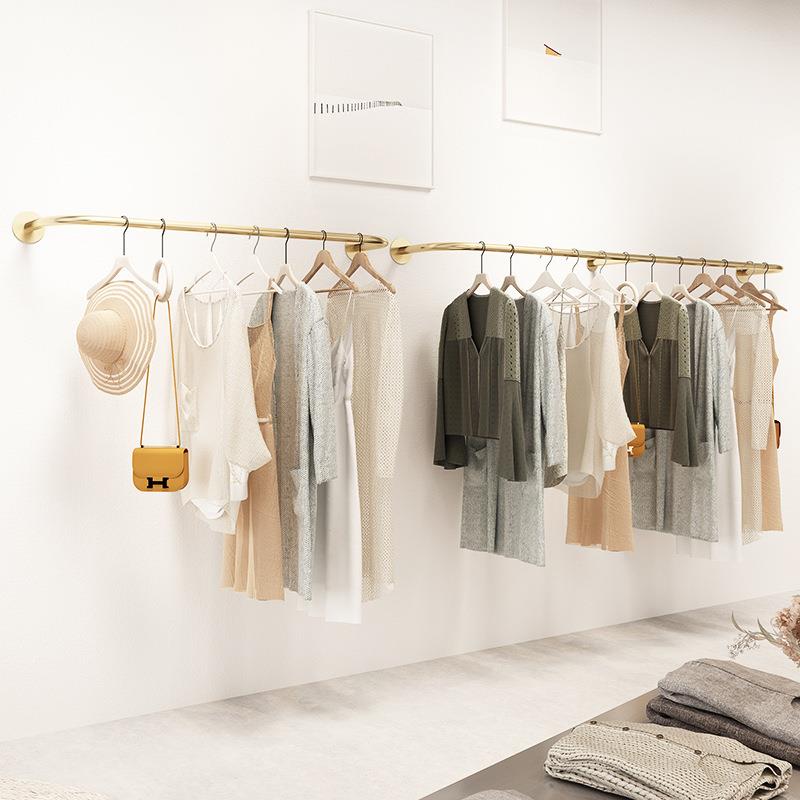 上墙服装店展示架墙上侧挂横杆挂衣架北欧简约风女装童装店服装架